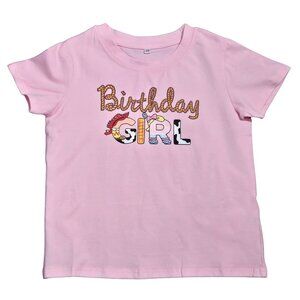 NWOT | "Birthday Girl" Graphic T-Shirt | Toy Story Jessie Bo Peep | Pink | 7/8y